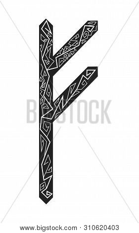 Fehu Rune. Ancient Scandinavian Runes. Runes Senior Futarka. Magic, Ceremonies, Religious Symbols. P