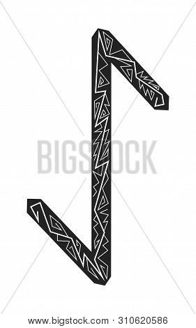 Rune Eihwaz. Ancient Scandinavian Runes. Runes Senior Futarka. Magic, Ceremonies, Religious Symbols.