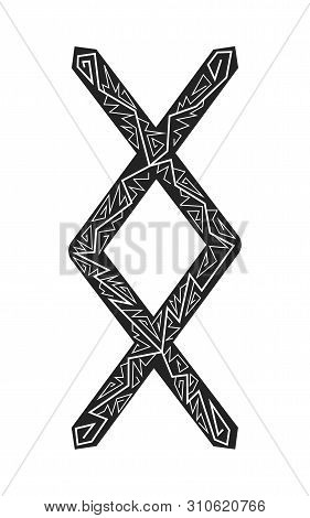 Rune Ingwaz. Ancient Scandinavian Runes. Runes Senior Futarka. Magic, Ceremonies, Religious Symbols.
