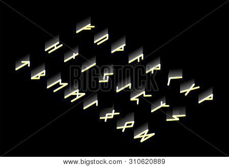 Set Of Ancient Runes. Runic Norwegian Scandinavian Alphabet. Senior Futark. Ancient Occult Symbols. 