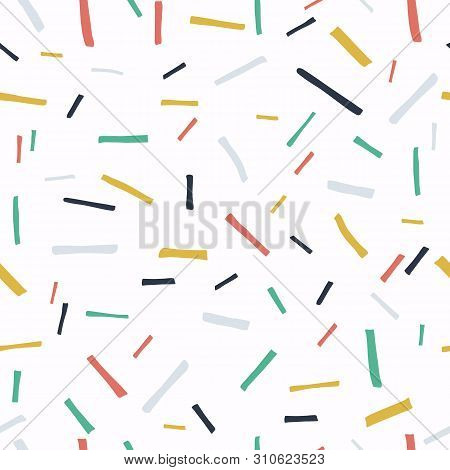 White Background With Colorful Stripes. Vector Seamless Pattern, Can Be Used For Fabrics, Web, Scrab