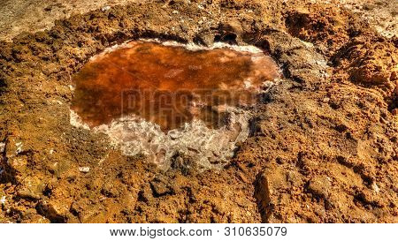 Close-up View To Salt Pan At Katam Aka Baramar Lake Group Of Ounianga Kebir Lakes , Ennedi, Chad