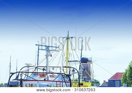 Netherlands, Holland Old Harbor In The Center Of The City Zierikzee