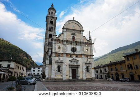 Tirano, Italy, June 19, 2019 - Sanctuary Madonna Of Tirano, Sondrio Province, Lombardy, Italy.