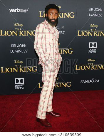 Donald Glover at the World premiere of 'The Lion King' held at the Dolby Theatre in Hollywood, USA on July 9, 2019.