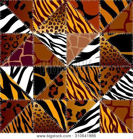 Patchwork Textile Pattern. Seamless Quilting Design Background.