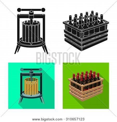Vector Design Of Farm And Vineyard Icon. Set Of Farm And Product Vector Icon For Stock.