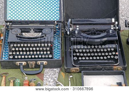 Vintage Cyrillic Typewriters For Sale At Flea Market
