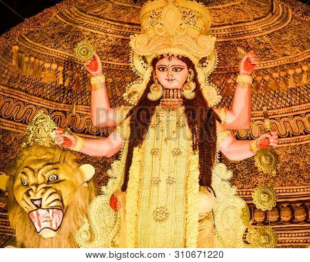 Kolkata West Bengal India October 2018 - Image Of Goddess Devi Maa Durga Or Parvati Or Uma, Wife Of 