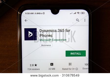 Ivanovsk, Russia - July 07, 2019: Dymanics 365 For Phones App On The Display Of Smartphone Or Tablet