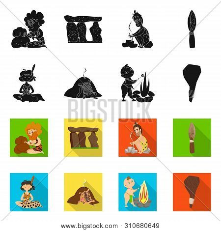 Vector Illustration Of Evolution And Prehistory Symbol. Set Of Evolution And Development Vector Icon