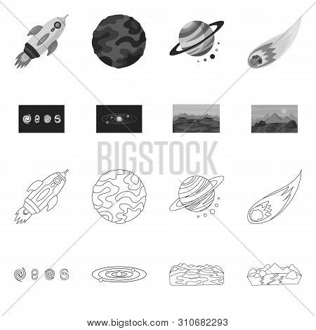 Vector Design Of Astronomy And Technology Logo. Collection Of Astronomy And Sky Stock Vector Illustr