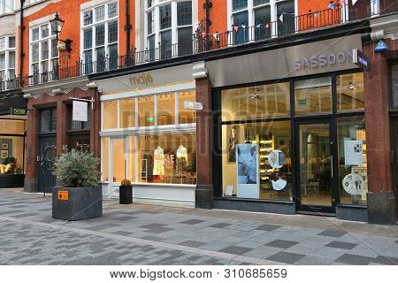 London, Uk - July 6, 2016: Shops At New Bond Street In London. Bond Street Is A Major Shopping Stree