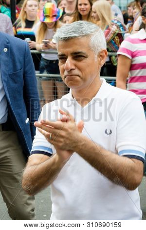 London, United Kingdom, 6th July 2019:- London Mayor Sadiq Khan Taking Part In London Pride 2019