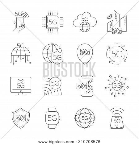 5th Generation Mobile Network, High Speed Connection Wireless Systems. 5g Technology Icons Set. 5g T