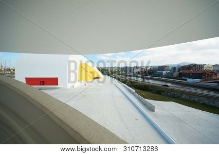 Aviles, Spain - August 10, 2011: tourists visiting the Niemeyer Center.