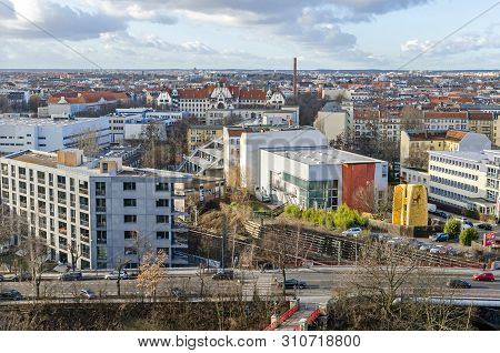Berlin, Germany - February 11, 2019: View From The Flak Tower Humboldthain Over The District Gesundb