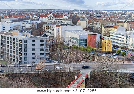Berlin, Germany - February 11, 2019: View From The Flak Tower Humboldthain Over The District Gesundb
