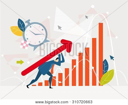 Businessman Caring The Big Arrow Representing The Susses In Business.