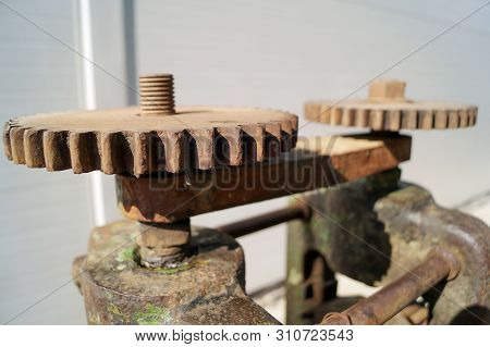 Part Of The Production Machine With Metal Gears.
