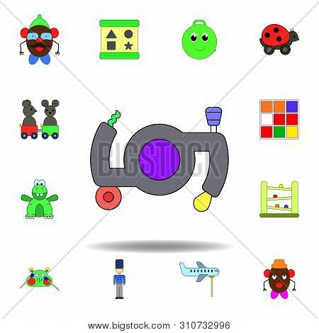 Cartoon Twist Pull Toy Colored Icon. Set Of Children Toys Illustration Icons. Signs, Symbols Can Be 