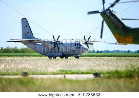 Boboc, Romania - May 22, 2019: Alenia C-27j Spartan Military Cargo Plane From The Bulgarian Air Forc