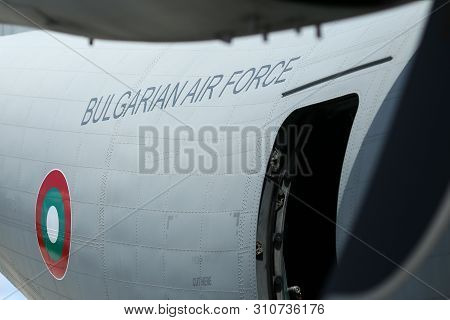 Otopeni, Romania - May 22, 2019: Alenia C-27j Spartan Military Cargo Plane From The Bulgarian Air Fo