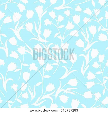Simple Seamless Floral Pattern. White Flower Onament On A Grey Background. Can Be Used For Pattern F