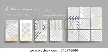 Design backgrounds for social media banner.Set of instagram stories and post frame templates.Vector cover. Mockup for personal blog or shop.Layout for promotion.Endless square puzzle layout for promo