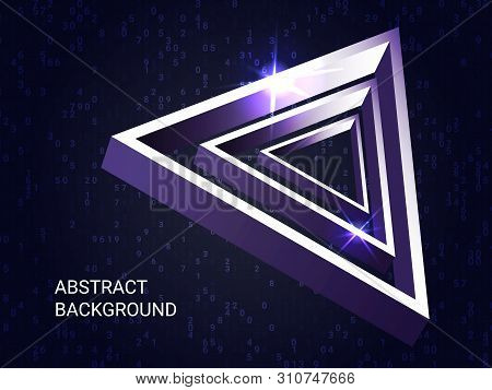 Metal Triangles Sparkle On The Background. Modern Geometric Background. Abstract Composition. 3d Vec