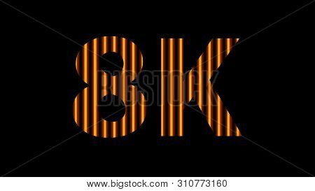 8k Alphabet Digital Neon Light Golden On Black, High Definition 8k For Modern Background, 8k Resolut