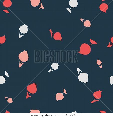 Cute, Tulips Pattern. Vector Seamless Pattern, Can Be Used For Fabrics, Web, Scrapbooking, Card.