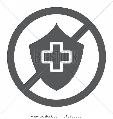 Uninsured Glyph Icon, Protection And Life, Crossed Shield Sign, Vector Graphics, A Solid Pattern On 