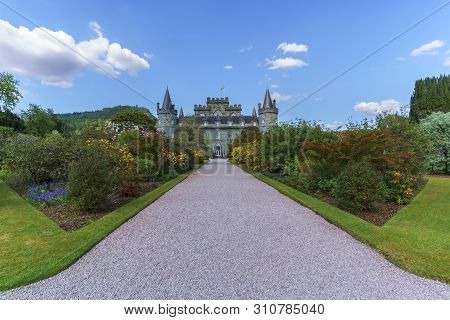 Inveraray , Scotland - May 16 , 2019 : Inveraray Castle Is A Country House Near Inveraray In The Cou