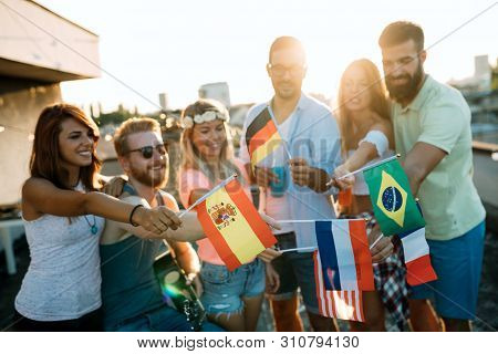 Friends Of Different Culutres Having Fun, Promoting Peace Without Racial Prejudices