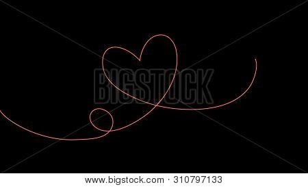 Continuous Line Drawing Of Heart Sign Label. Animation With Alpha (transparent Background) For Easy 