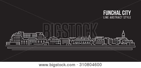 Cityscape Building Line Art Vector Illustration Design - Funchal City