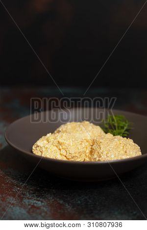 Serbian Salad Called Urnebes Of Cheese And Chili Peppers, Paprika Powder, Chopped Peppers And Dry Pe