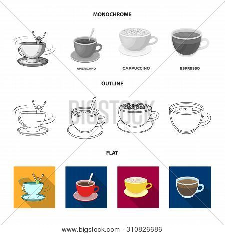 Isolated Object Of Cup And Coffe Sign. Set Of Cup And Top Vector Icon For Stock.