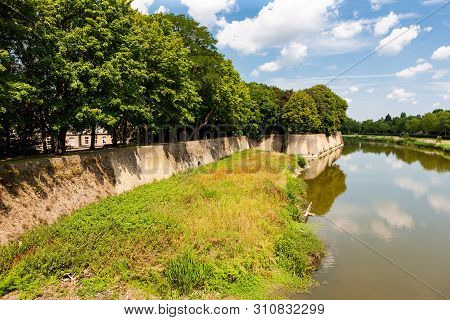 Wall And Moat Around The Town Of Ieper, Belgium