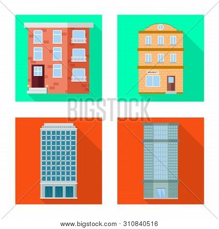 Vector Illustration Of Municipal And Center Logo. Collection Of Municipal And Estate Vector Icon For