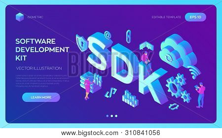 Sdk. Software Development Kit Programming Language Technology Concept. Technology Process Of Softwar
