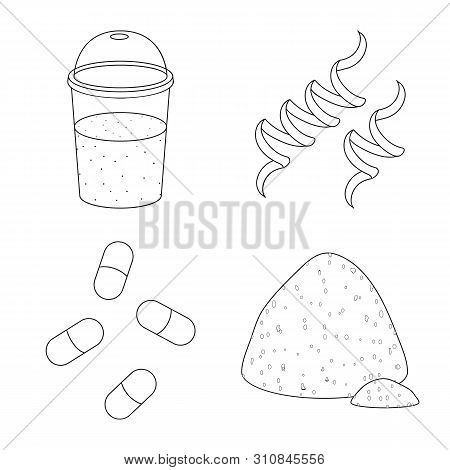 Vector Illustration Of Food And Vegan Logo. Collection Of Food And Weed Stock Vector Illustration.