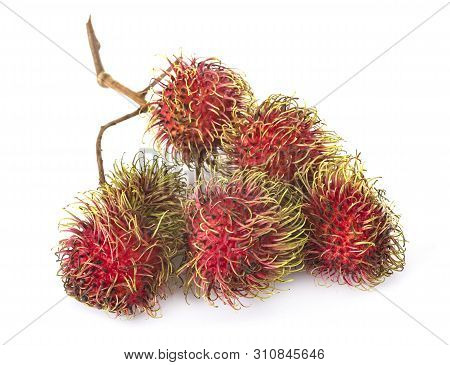 Nephelium Lappaceum In Front Of White Background