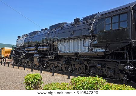 Steam locomotive Union Pacific 4012 in Steamtown National Historic Site in Scranton, Pennsylvania, USA. Locomotive 4012 is a 4-8-8-4 Big Boy.