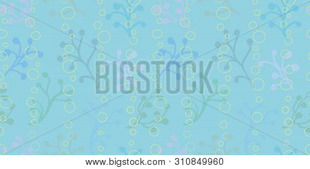 Blue Vector Repeat Pattern With Seaweed And Air Bubble . Summer Beach Pattern. Surface Pattern Desig