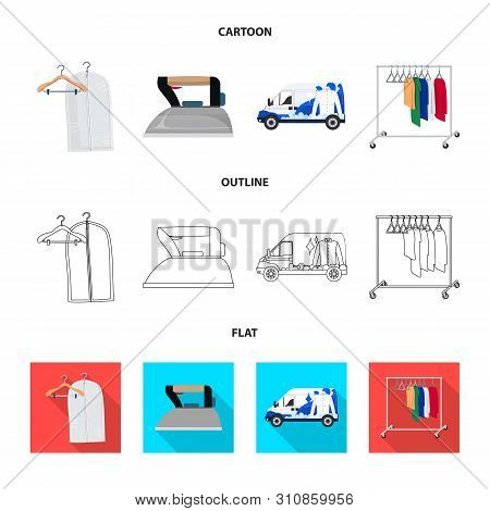 Isolated Object Of Laundry And Clean Icon. Set Of Laundry And Clothes Stock Vector Illustration.