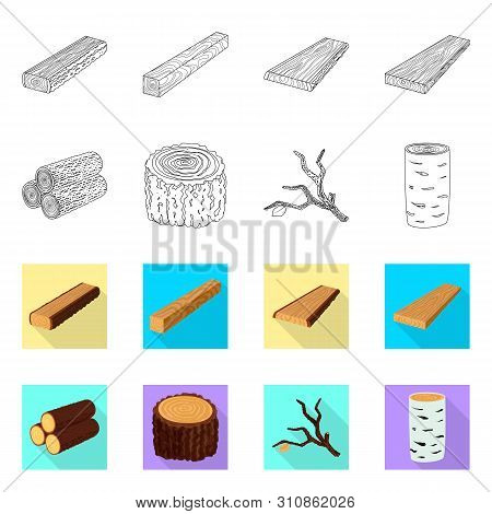 Vector Illustration Of Tree And Raw Icon. Set Of Tree And Construction Vector Icon For Stock.