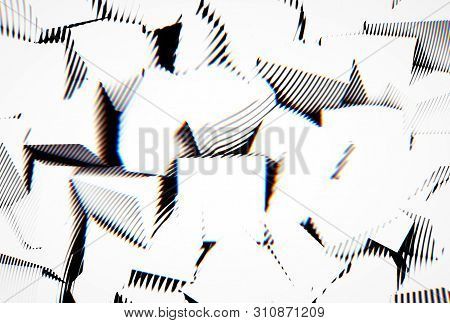 Abstract Background With Engraving Or Woodcut Styled 3d Shapes And Glitch Effect