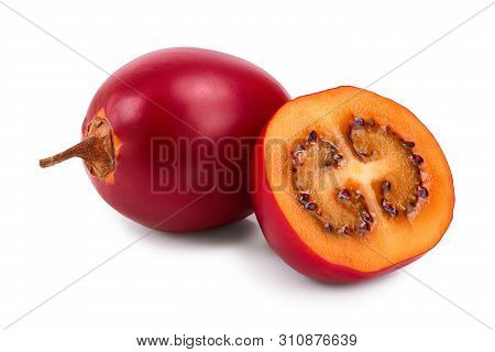 Fresh Tamarillo Fruit Isolated On White Background